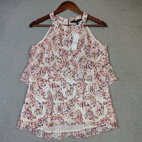 White House Black Market Tops - White House Black Market Top Women's 2 Ecru Mauve Glow Floral Halter Preppy NWT